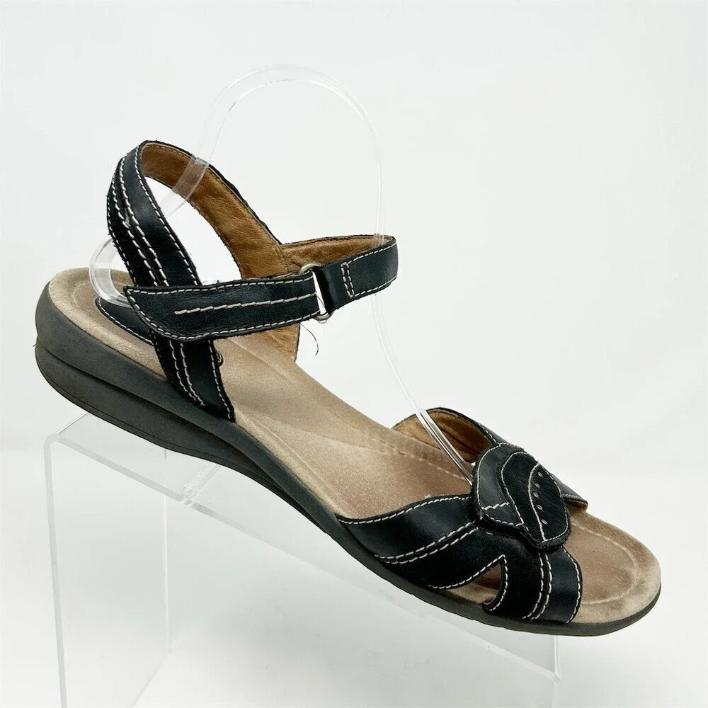 Clarks Artisan Black Leather Slingback Comfort Sandals Size 12 Summer Casual